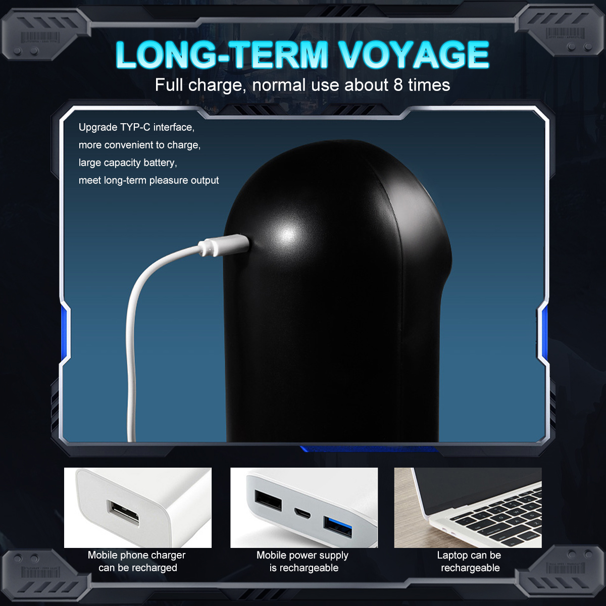 Male Masturbator Stroker Cup - 4 Thrusting, 4 Suction, 9 Vibration, Heating & Voice, Silicone/ABS/TPE, Type-C, Black/White, less than 60dB Quiet Adult