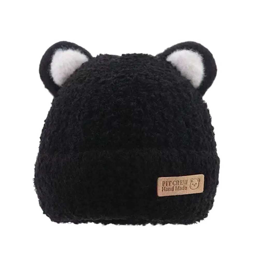5 Months3Year Windproof Solid Color Baby Knitted Hat Soft Plush Winter Hat Cartoon Cute Beanie Hats Baby Children Kids251028