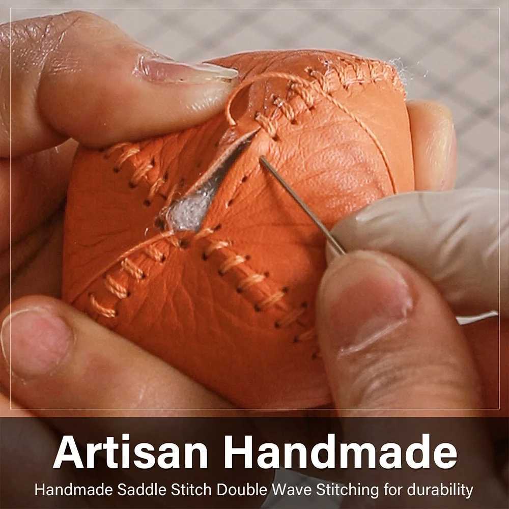 CRAZYSMITH Handmade Genuine Leather Bag Charm Persimmon Keychain Purse Charms Bag Pendant for Handbags Gift Bag AccessoriesW251029