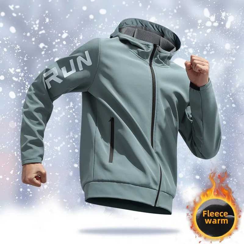 Mens Winter Running Plush Jacket Windproof QuickDry Cycling Outdoor Training Coat for Autumn Winter Outdoor Training Clothes J251029