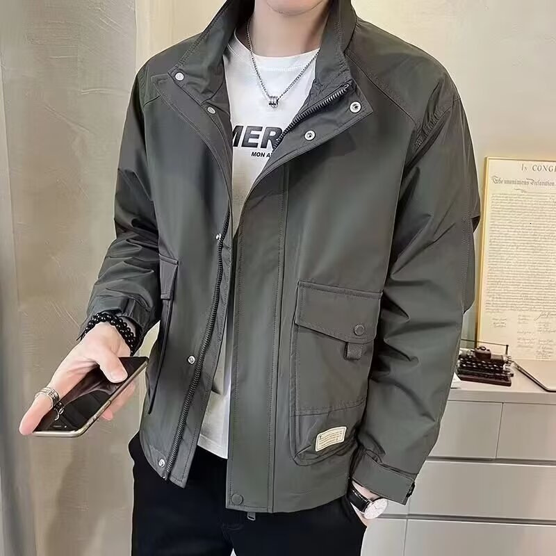 Men's Designer Jacket Jacket Spring Autumn New Trendy Brand Cool Casual Versatile Slim Fit Solid Color Workwear Stand Collar Jacket