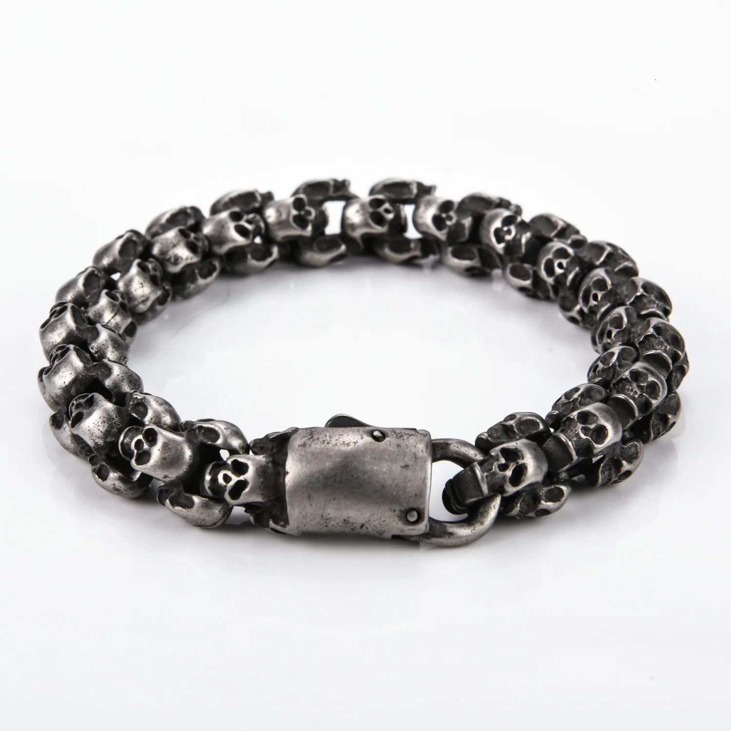 Punk Skull Bracelets Men Stainless Steel Shiny Matte Skull Charm Link Chain Brecelets Male Gothic Jewelry 251028