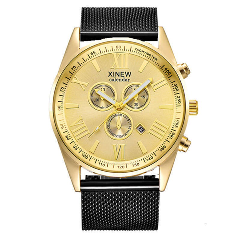 Brand Men's New Calendar Quartz Stainless Steel Strap Watch