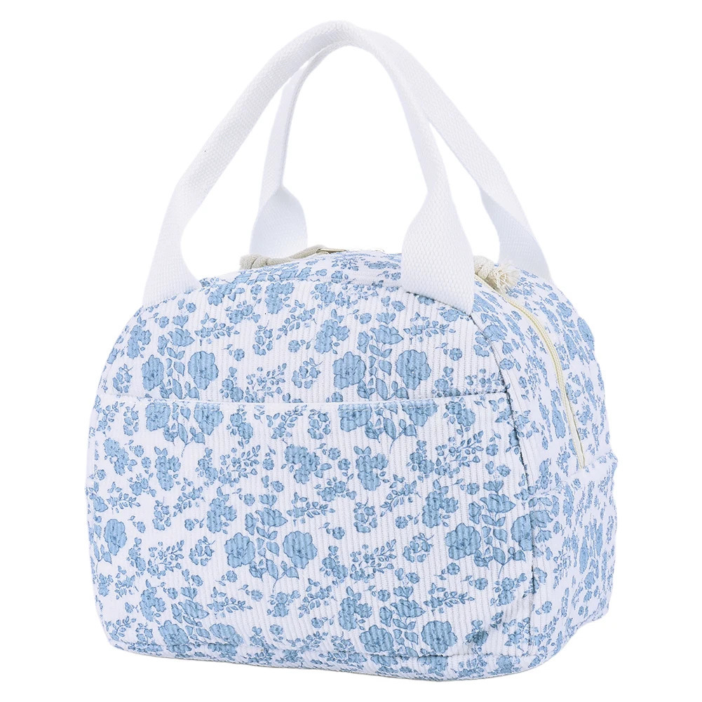 Women Quilted Lunch Bag Large Capacity Cute Lunch Box Bag Floral Printed HandHeld Cooler Bag Travel Picnic Camping Bag 251029