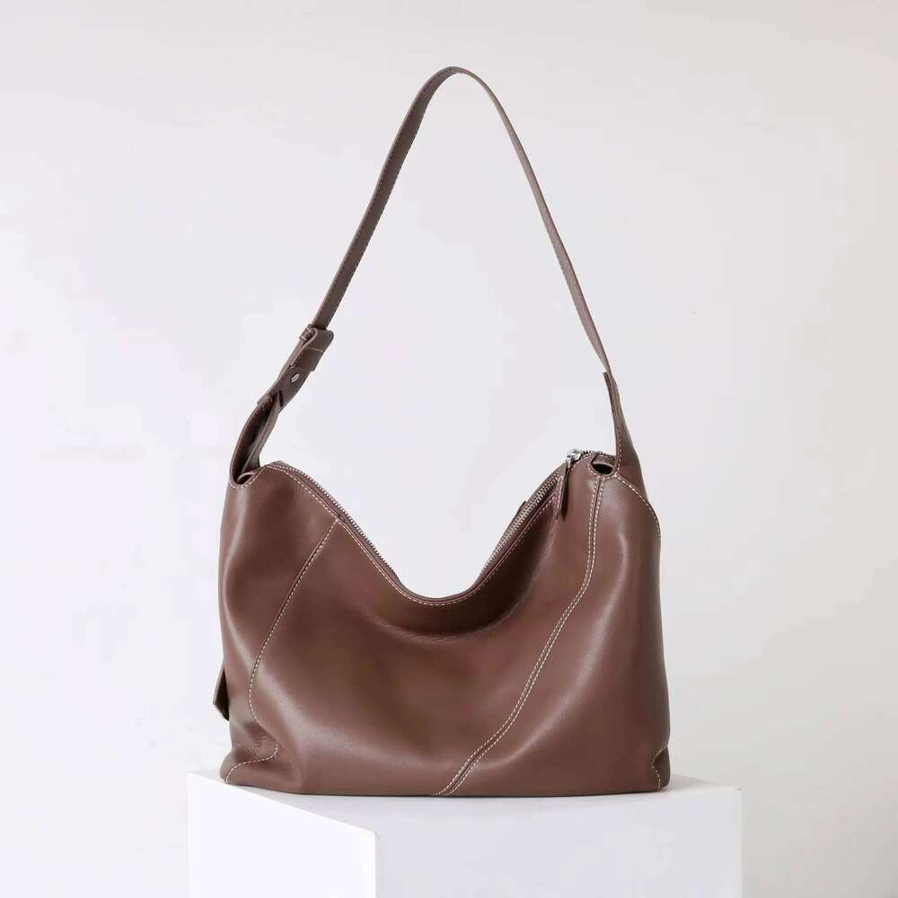 Two-Layer Cowhide Tote New Design Personalized Fashion Large Capacity Crossbody Slack Feeling Women's Shoulder Bag Suotong1029