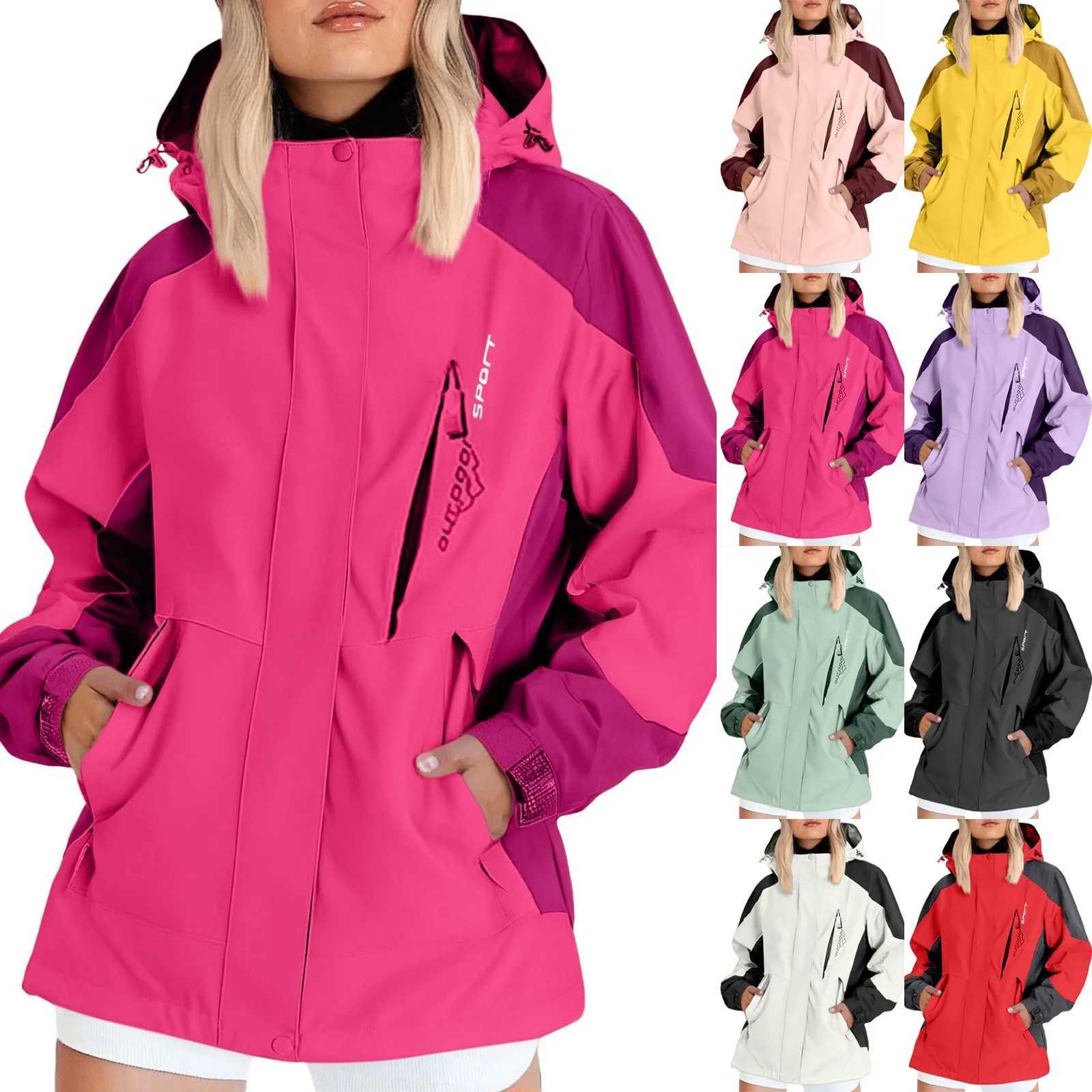 Autumn Womens Fashion Hiking Jacket Longsleeved Hooded Coat Outdoor Waterproof Windproof Thin Mountaineering Jacket Coat J2510291