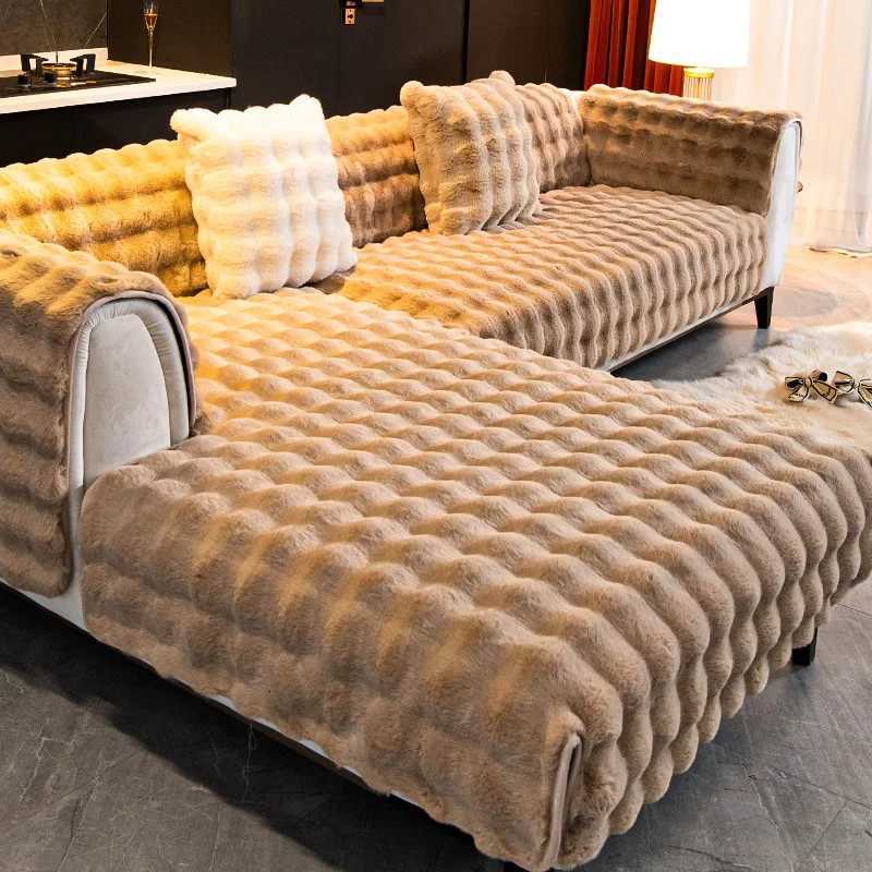 Thicken Warm Imitation Rabbit Fur Plush Sofa Cover Nonslip Soft Sofa Towel Couch Cushion For Living Room Modern Home Decor C251028