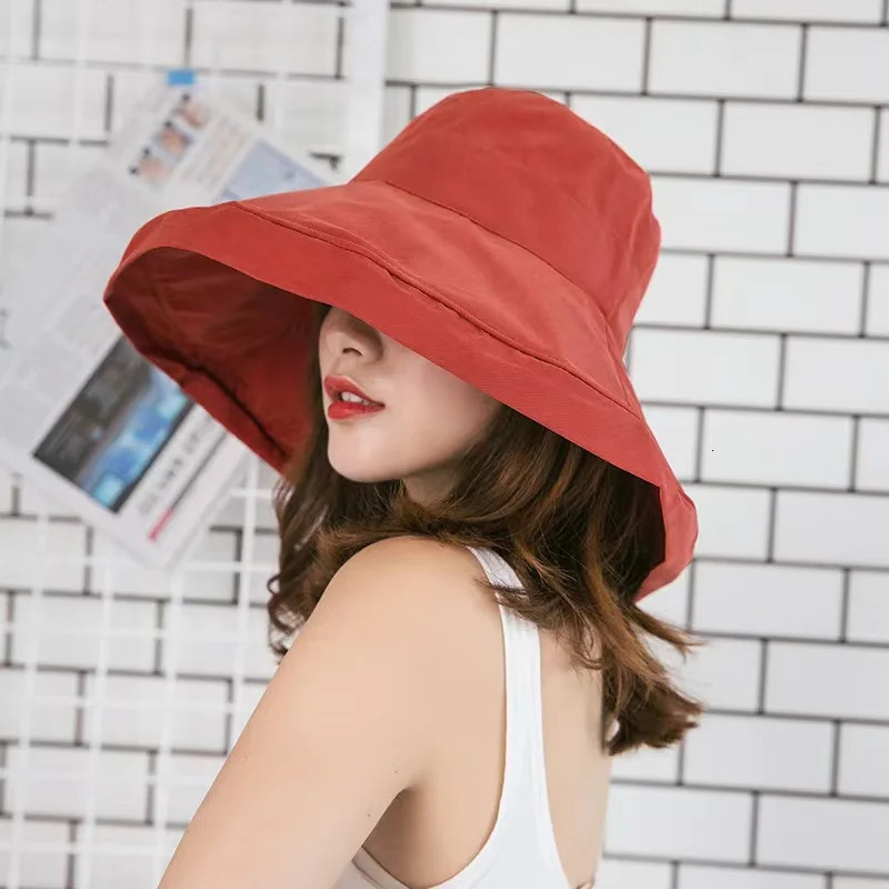 Womens Hat Bucket hat Panamanian Women Four Seasons Fisherman Hat Big Brim Hat DoubleSided Fisherman Hat Sun Visor Cap 251029