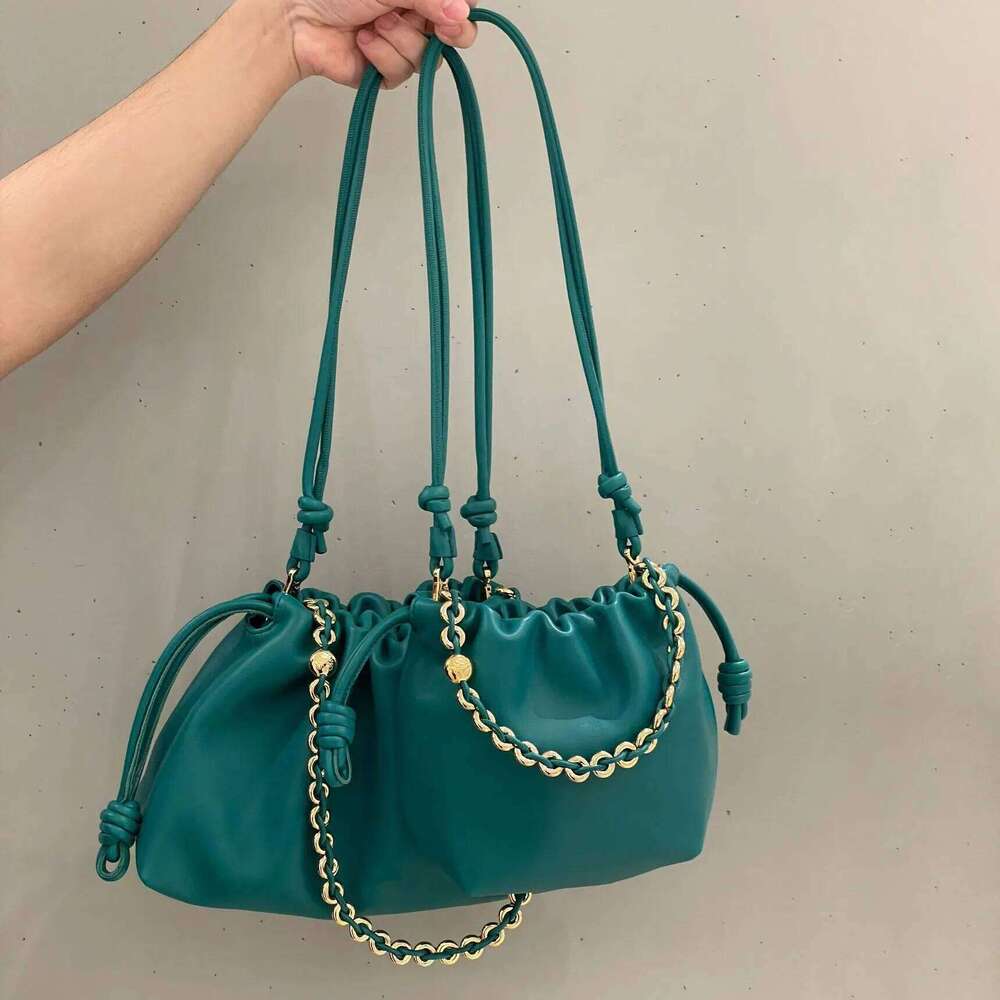 Genuine Leather Drawstring Cloud New Design Soft Cowhide Fashion Women Pleated Chain One-Shoulder Crossbody Bag 251029