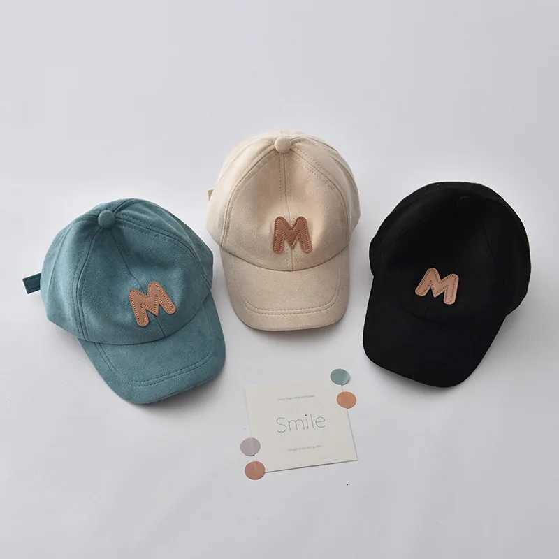 Spring Autumn Suede Kids Baseball Hat Solid Color Children Peaked Cap M Letter Baby Duck Tongue Cap Boy Girl Outdoor Sun Visors251028