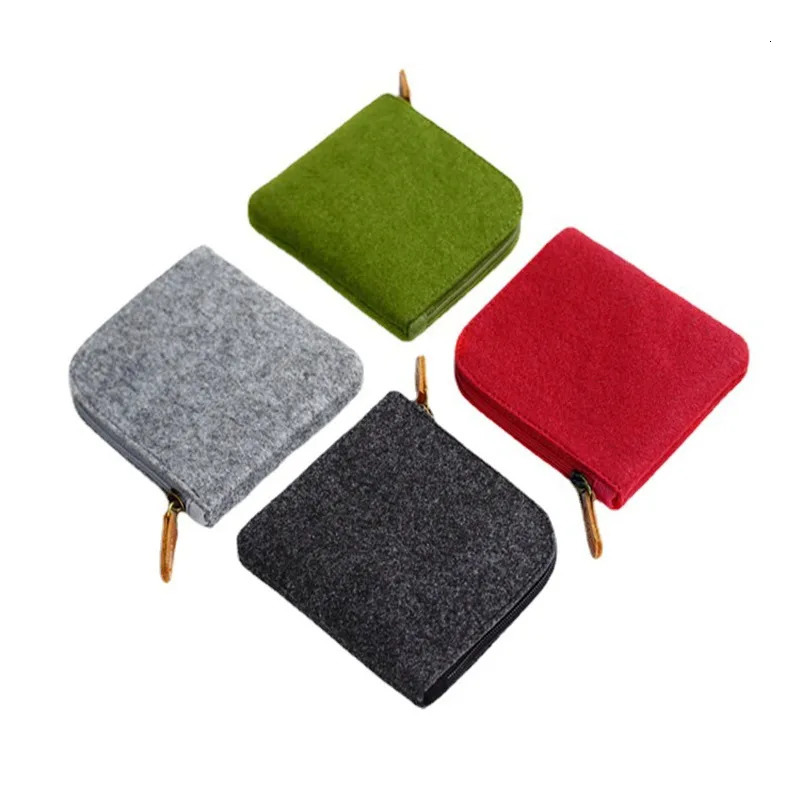 14Pcs Felt Mini Coin Purse Wallet Women Men Change Bag Credit Card ID Holder Wallets Key Chain Mini Bag Felt Retro Bag 251029