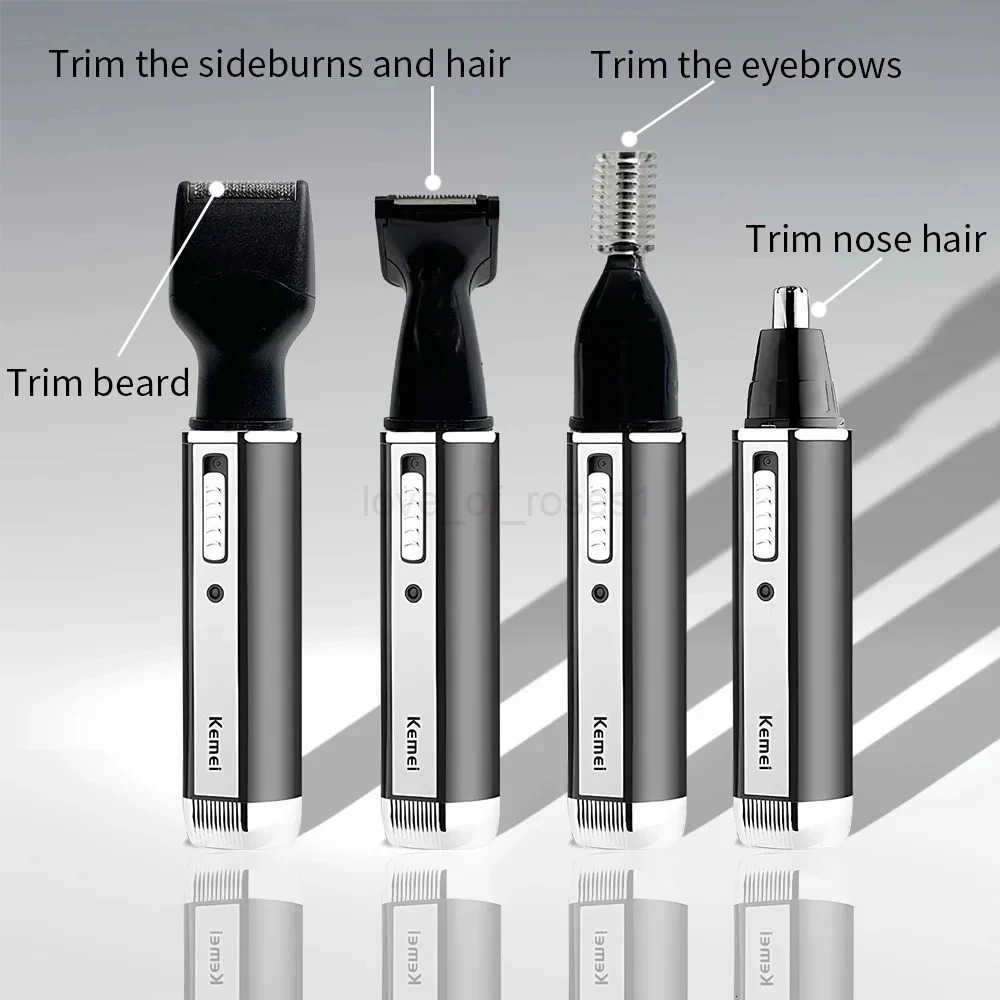 Kemei KM6630 4 in 1 Nose Eyebrow Hair Beard Trimmer Rechargeable Electric Shaver Nose Ear Trimmer With Temple Cut for Men Z251029