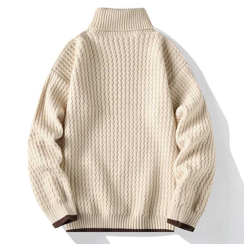 Winter Mens Turtleneck Long Sleeve Knitted Sweaters High Street Appliques Knitwear Pullovers Y2K Vintage ONeck Pull Homme J251029