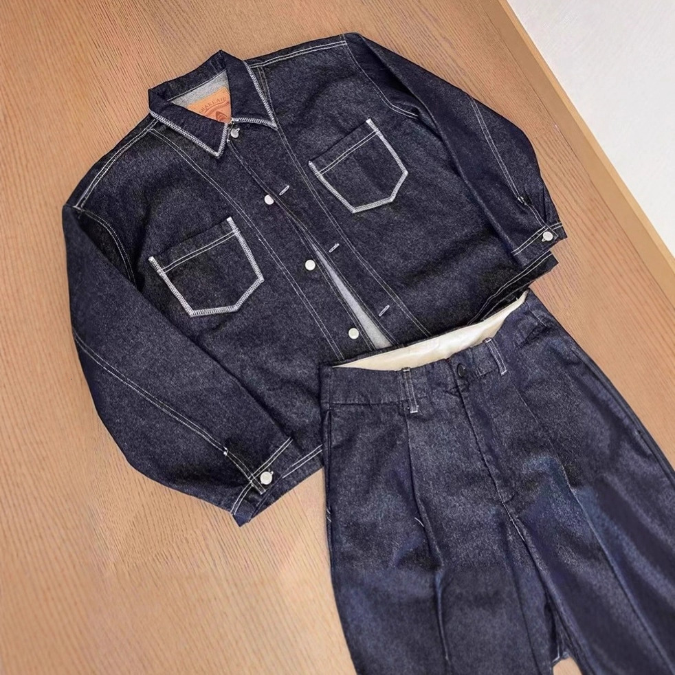 American Style Spring And Designer Jacket Autumn Loose Stitching Denim Jacket Men's Trendy Brand Versatile Workwear Top