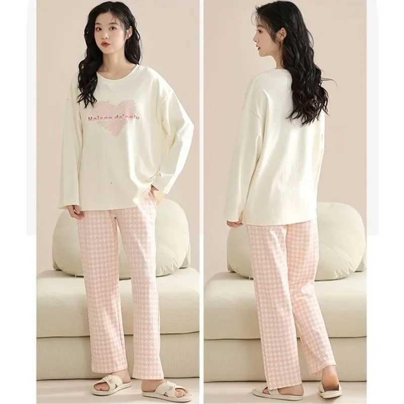 New Pajamas Chest Pads Womens Sleepwear Spring Autumn Long Sleeve Homewear Pullover Winter Loungewear Sets can be worn outsideT251029