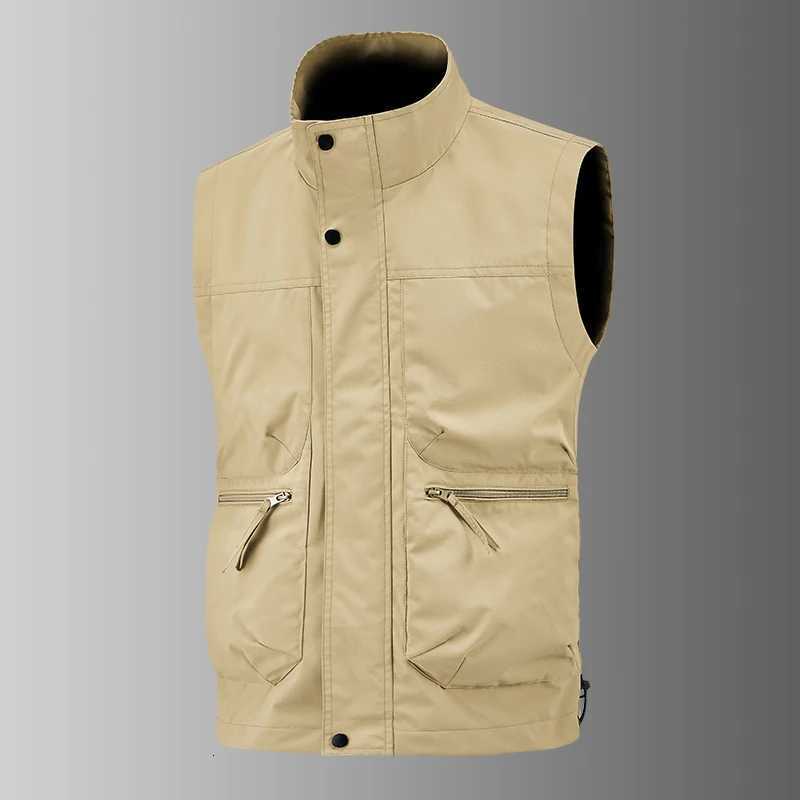 Outdoor Sports Fitness Leisure Versatile Sleeveless Vest for Spring Autumn Outdoor Wear Windproof Breathable Mens Leather Vest W251029