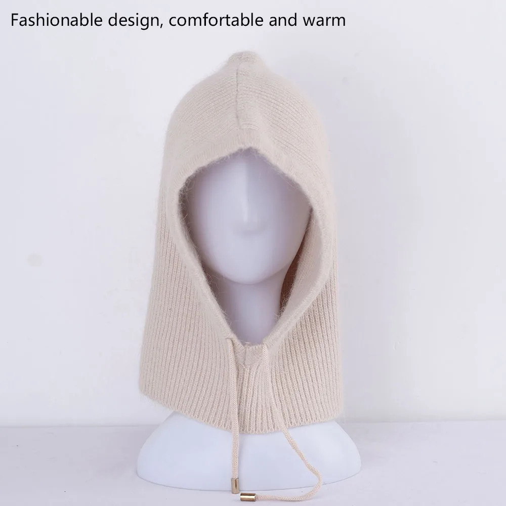 Winter Hat Real Rabbit Fur Winter Hats For Women Fashion Warm Hats Upgrade thickened extended Pullover scarf hat 251029
