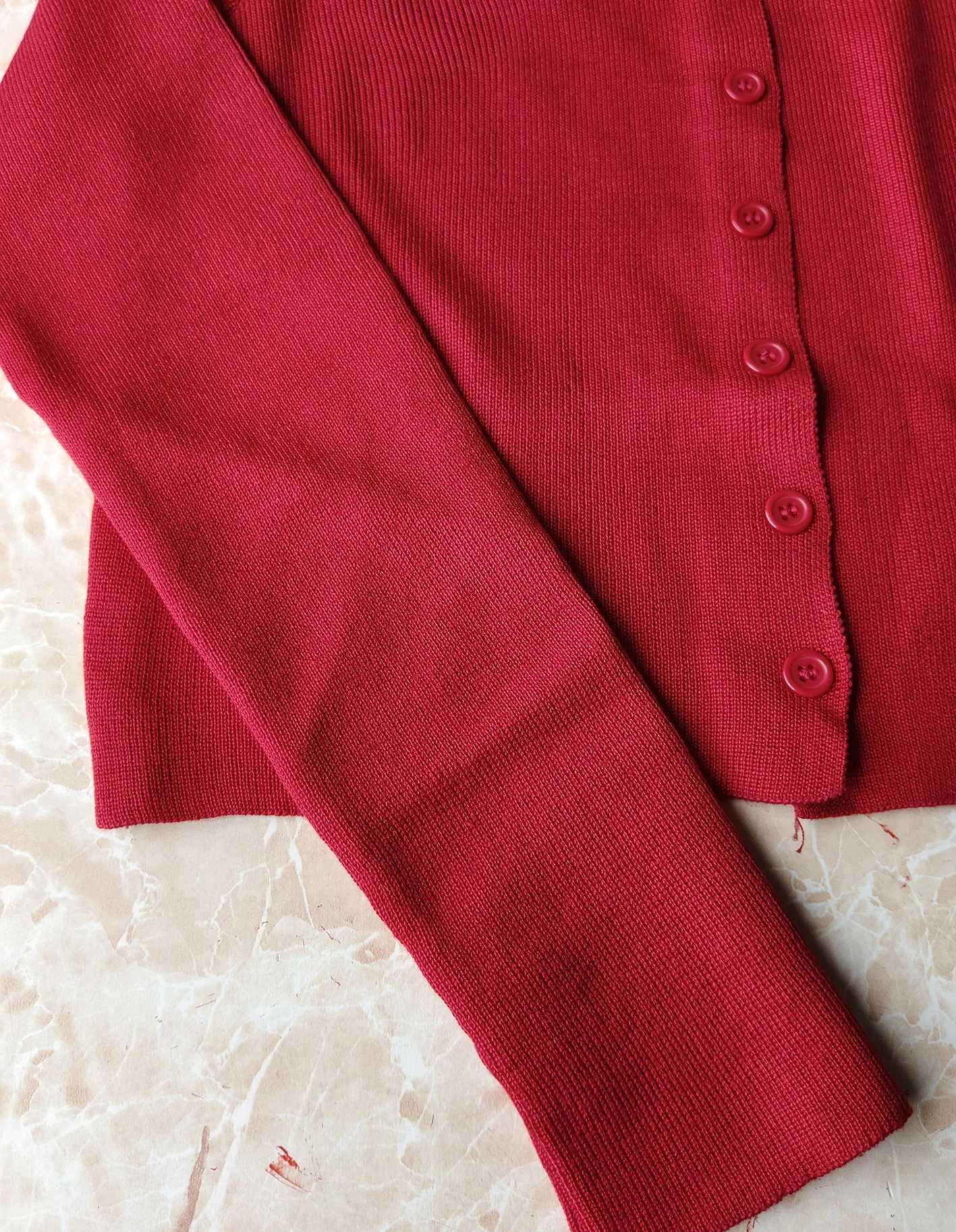 Woman Sweaters Cardigan Red Vneck Knitted Cardigan Womens Spring SlimFitting Style Short JacketT251028