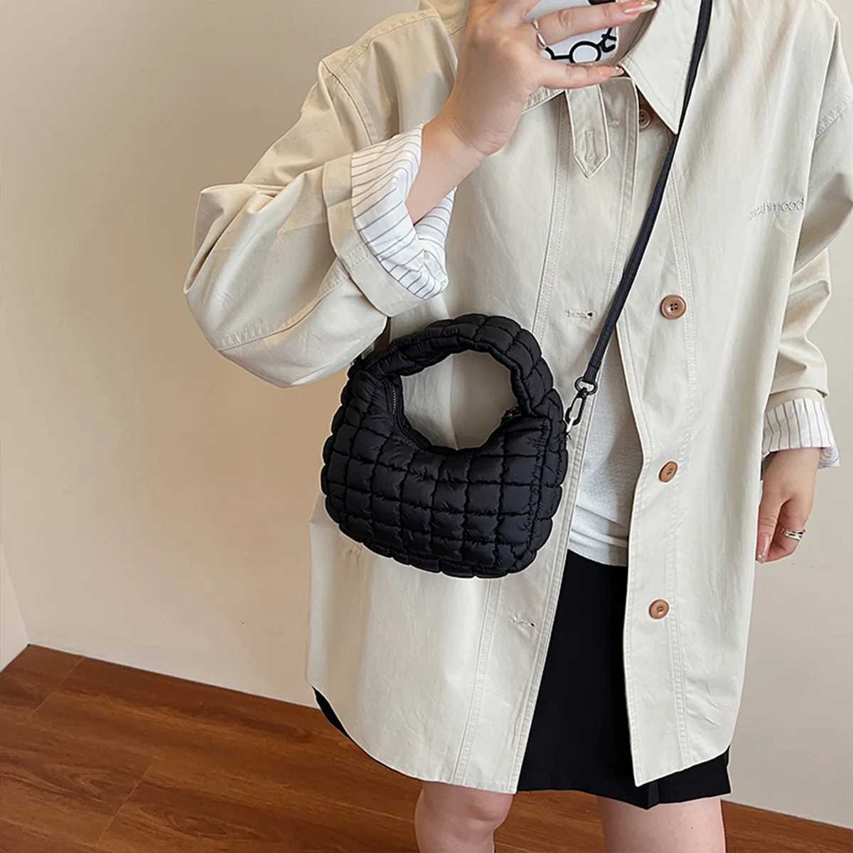 Wen Fi Shoder Bag Crinkle Square Quilted Design Soft Foldable Adjustable Strap Mtifuncti Daily Crossbody Bag1 D251029