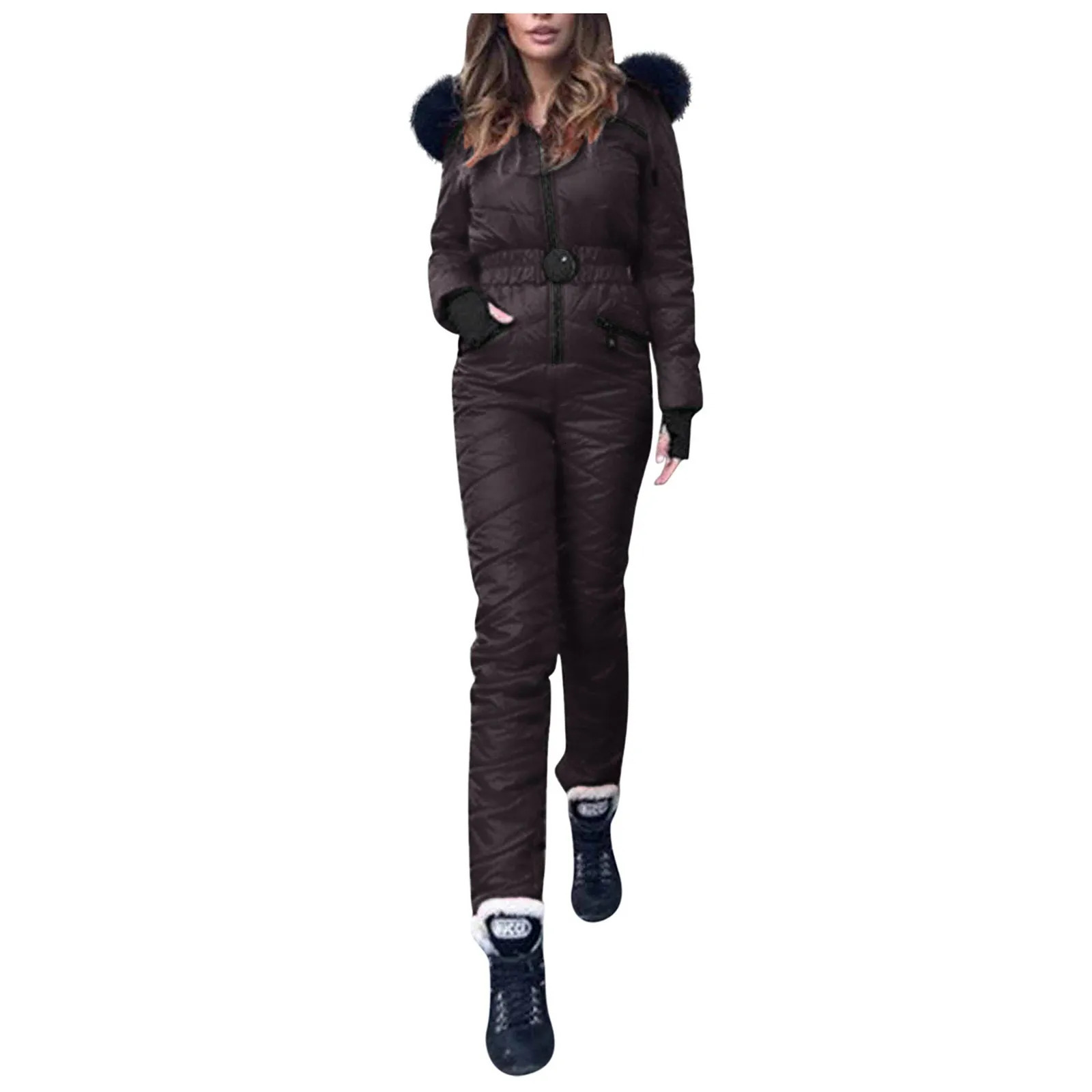 One Piece Ski Jumpsuit Thicken Winter Warm WomanS Snowboard Skisuit Outdoor Sports Female Skiing Pant Set Zipper Wear 251028