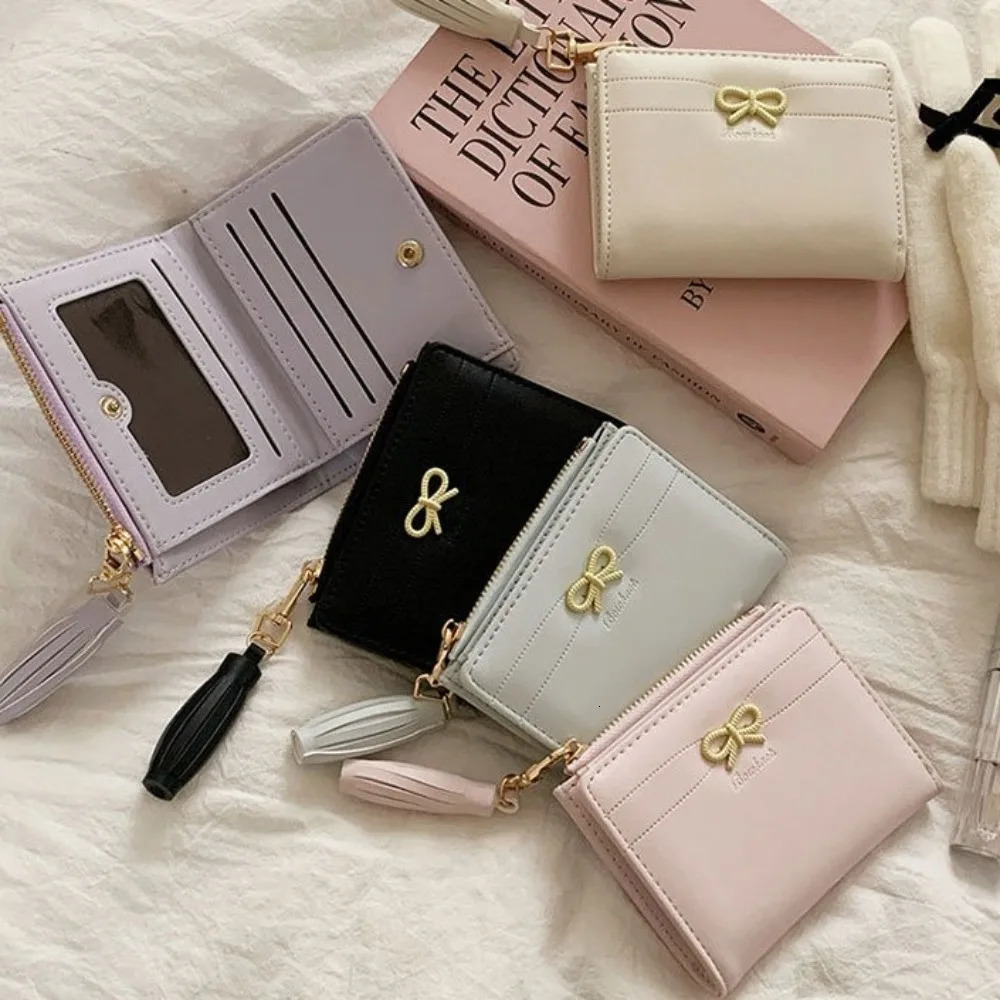 PU Leather Coin Purse Mini Zipper Mini Wallets Bow Portable ID Card Holder Gift 251029