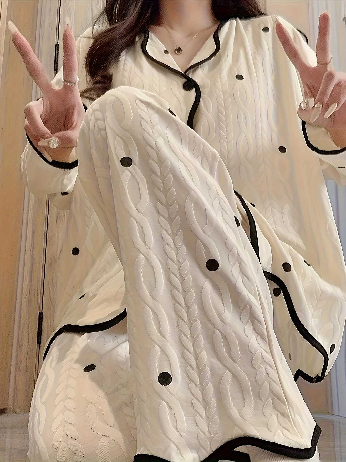 HighAesthetic Womens Pajama Set for Spring Autumn Long Sleeve Long Dress Premium Minimalist LazyStyle LoungewearT251029