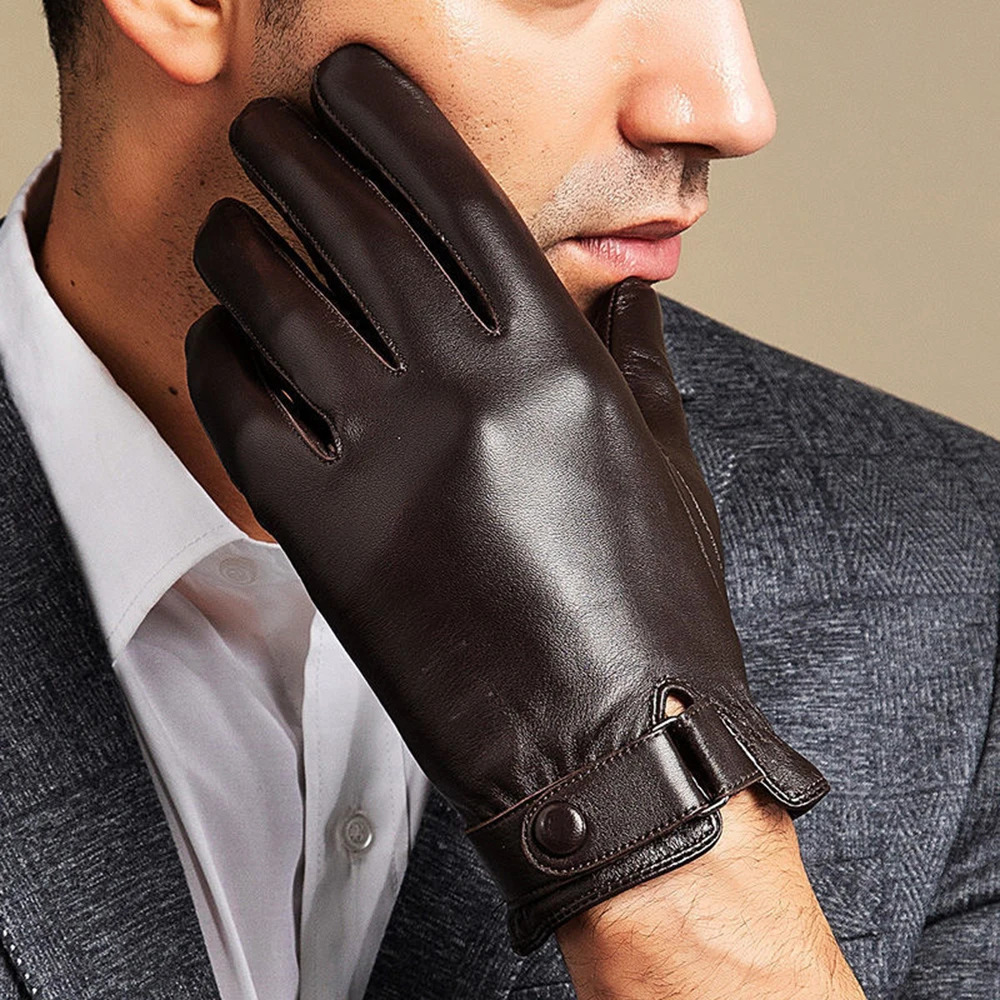 Winter Autumn Genuine Leather Gloves Men Sheepskin Warm High Quality Windproof Business Male Guantes Touch Screen Driving Mitten 251013
