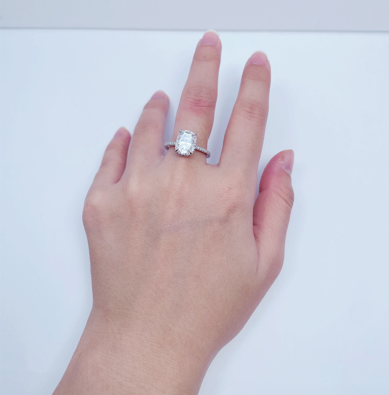 TaiYang GRA 4CT 8x10 Marquise Cut Moissanite Ring for Women, Luxurious 925 Sterling Silver Wedding Engagement Diamond Ring with Moissanite Certificate