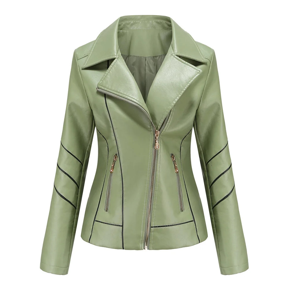 Red PU Faux Leather Jacket Women fashion Casual Biker Jackets Outwear Female Tops spring and autumn Black Leather Jacket Coat 251029