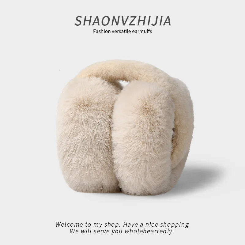 1 PC Furry Earmuffs for Women Foldable KoreanStyle Plush Rabbit FurLike Ear Warmer Essential ColdResistant Warm Ear Prot 251029