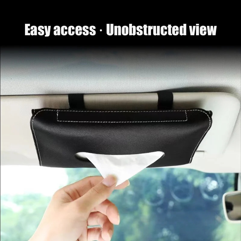 1 Pcs PU Soft Leather Car Tissue Box Hanging Sun Visor Tissue Box Creative Car Storage Products Car Interior Accessories 251029