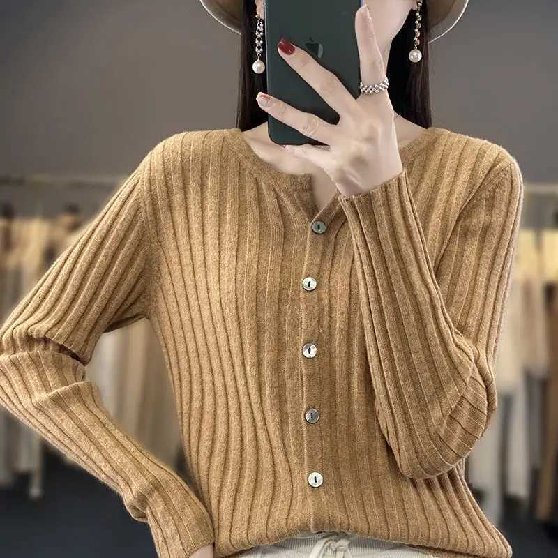 Autumn Winter Knitted Cardigan Short Sleeve Slim Fit Versatile Sweater CoatT251028