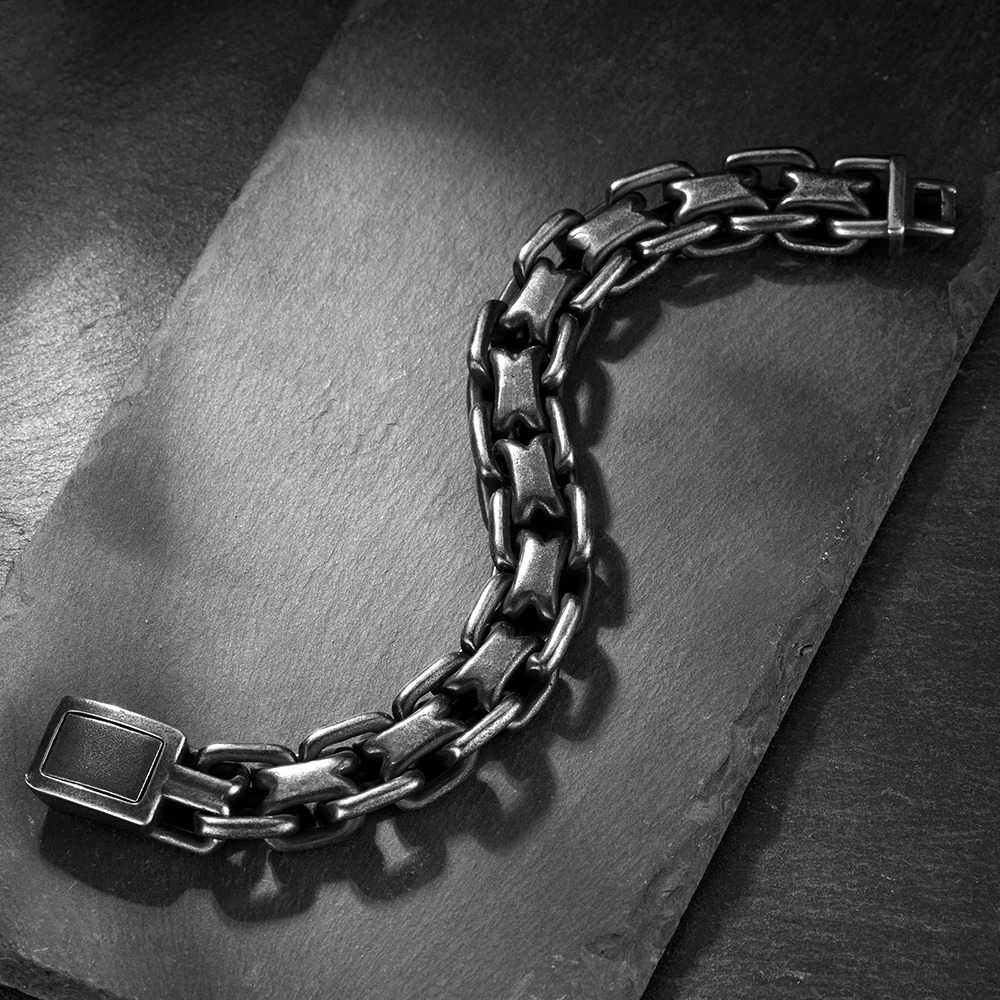 Vintage Heavy Double Zero Link Chain Bracelet For Men Boys Stainless Steel Fashion Punk Cuban Bangles Jewelry Gifts Drop 251028