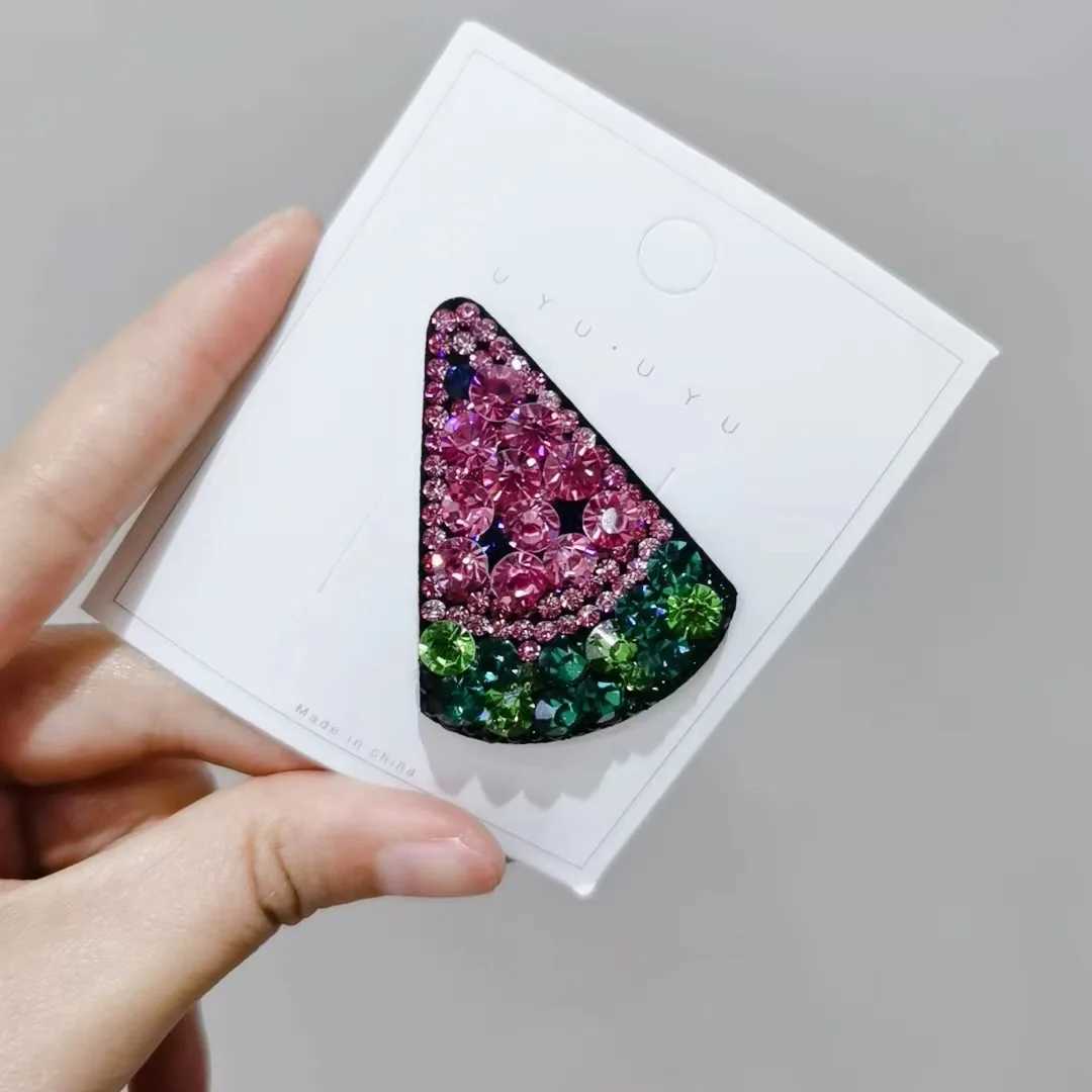 Super Flash Crystal Watermelon Hair Clips for Girl Gift Light Luxury Hair Jewelry Accessories For Women Trendy BB Clip W251028