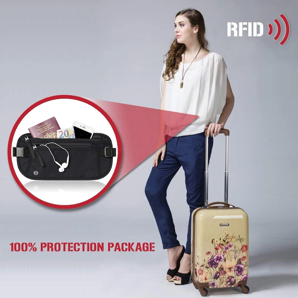 Travel Money Belt Slim Passport Holder RFID Blocking Travel Pouch to Protect Cash Credit Cards and Travel Documents 251021