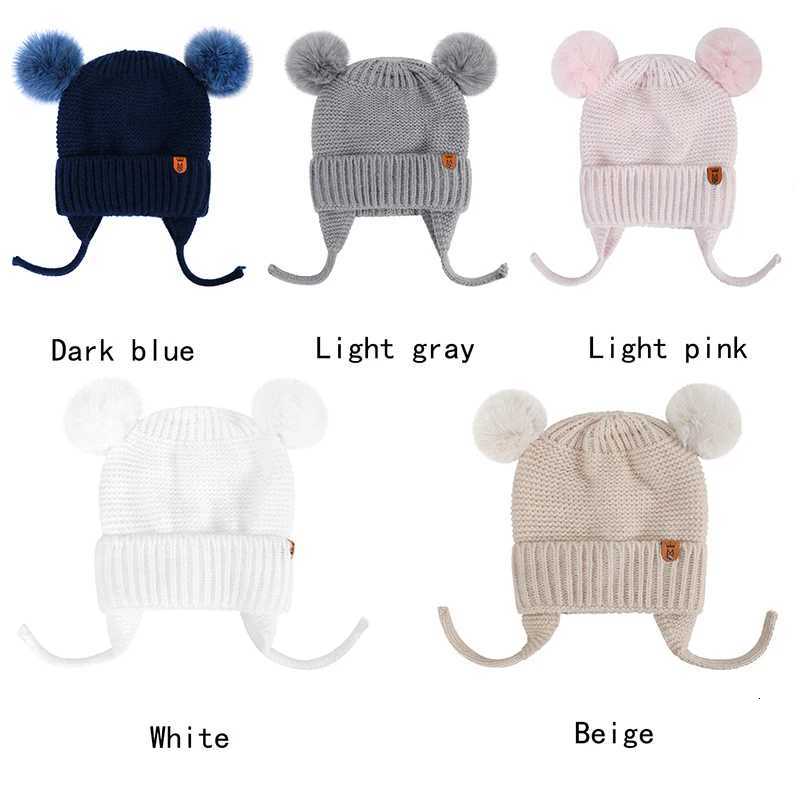 Baby Hat Boys Girls Cute Pompom Caps Bonnet Autumn Winter Ear Warm Baby Beanie Newborn Childrens Hats Knitted Solid Kids Caps251028