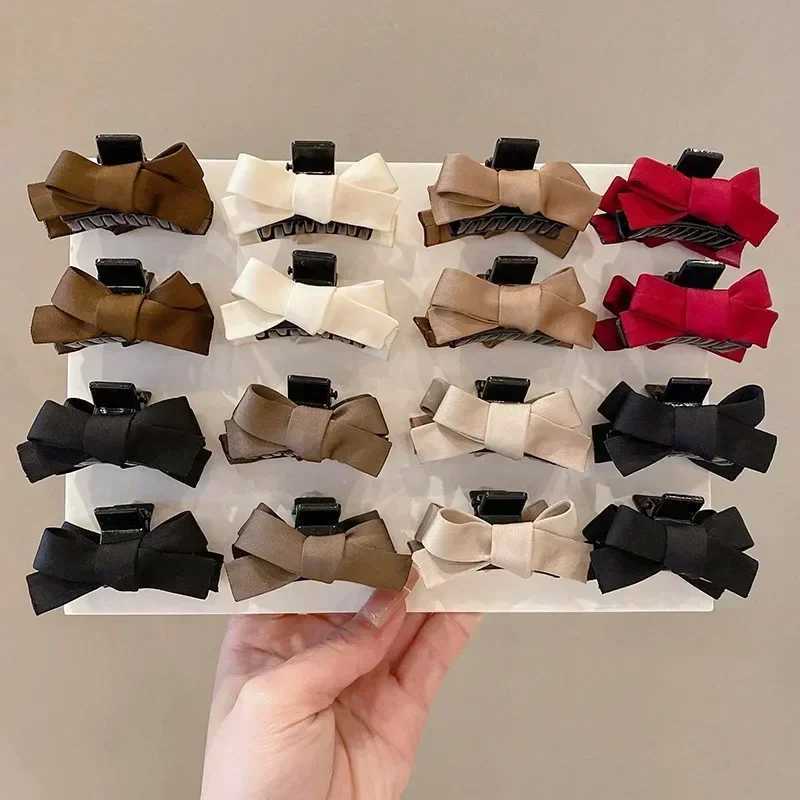 2pcsset Small Bow Grab Clip Edge Clip Sweet Princess Hairpin Women Black Bangs Side Clip Hair Accessories Hairpin HeaddressesW251028