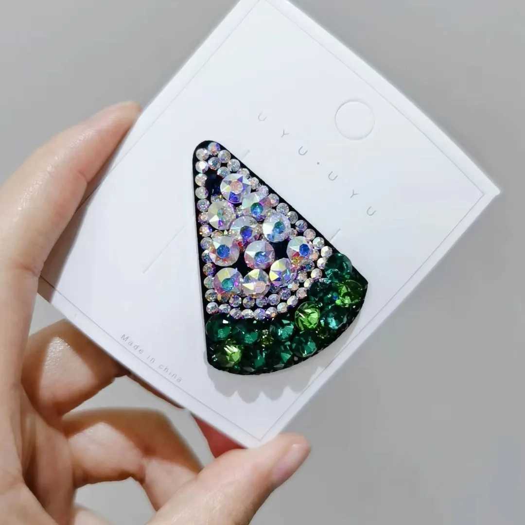 Super Flash Crystal Watermelon Hair Clips for Girl Gift Light Luxury Hair Jewelry Accessories For Women Trendy BB Clip W251028