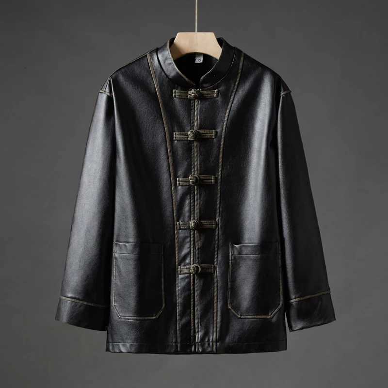 2025 Autumn Men Pu Motorcycle Jacket Men Leather Jackets Men ChinaChic Vintage Casual Bomber Jacket Male Oversized Loose CoatT251029