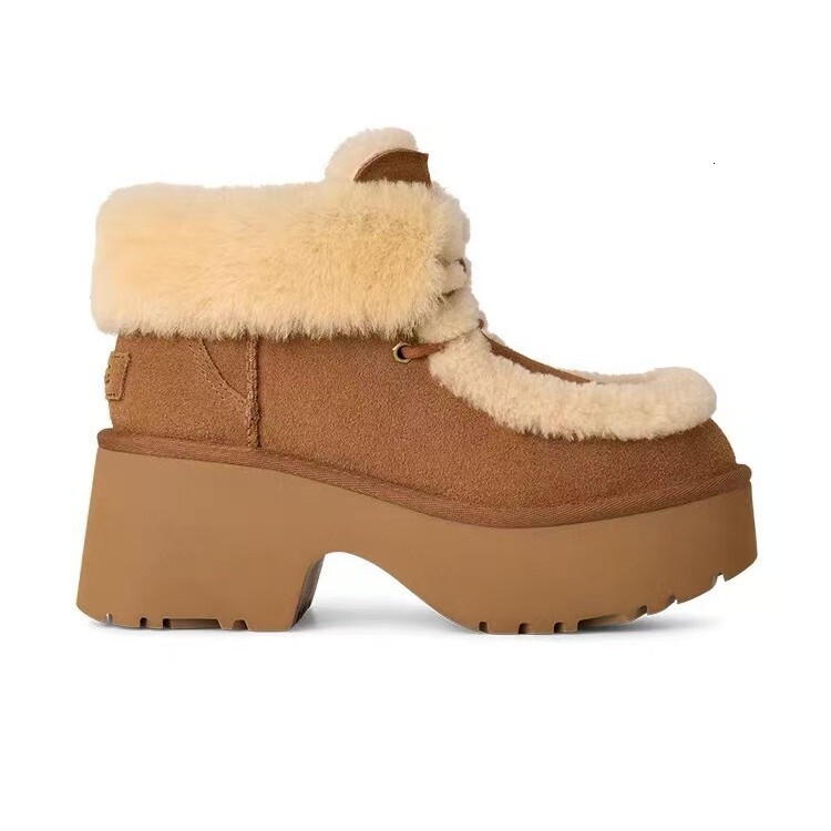 snowshoe Autumn and winter new woolen cotton shoes short boots designer boots cotton shoes thick and warm thick soled high heels luxury cotton boots s