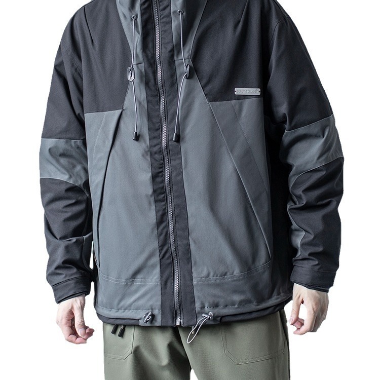Trendy Brand Patchwork Jacket Men's Autumn Winter Casual Hooded Designer Jacket Loose Versatile Windbreaker Jacket