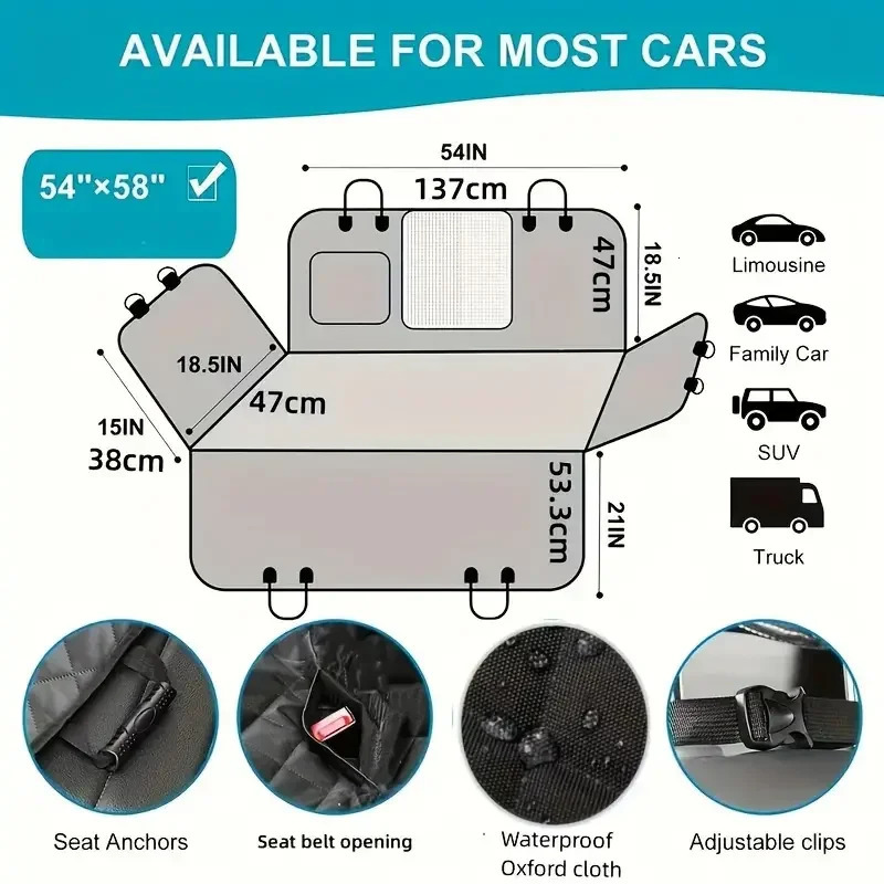 Dog Car Seat Cover for Pets 100 Waterproof Seat Cover Hammock Scratch Proof Nonslip Durable Soft Back Seat Cover for Car Truck 251029