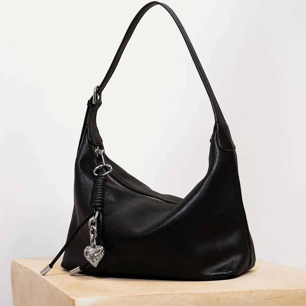 Split Leather Women's Underarm New Niche Design Vintage Simple Crossbody Cowhide Fashion Handbag Shoulder Bag Suotong1029