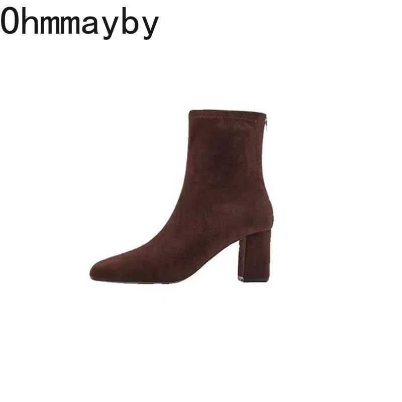 Autumn Winter Square Toe Woman Ankle Boots Fashion Square Heels Shoes Concise Femmes Mordern Short Botines De Mujer Z251029