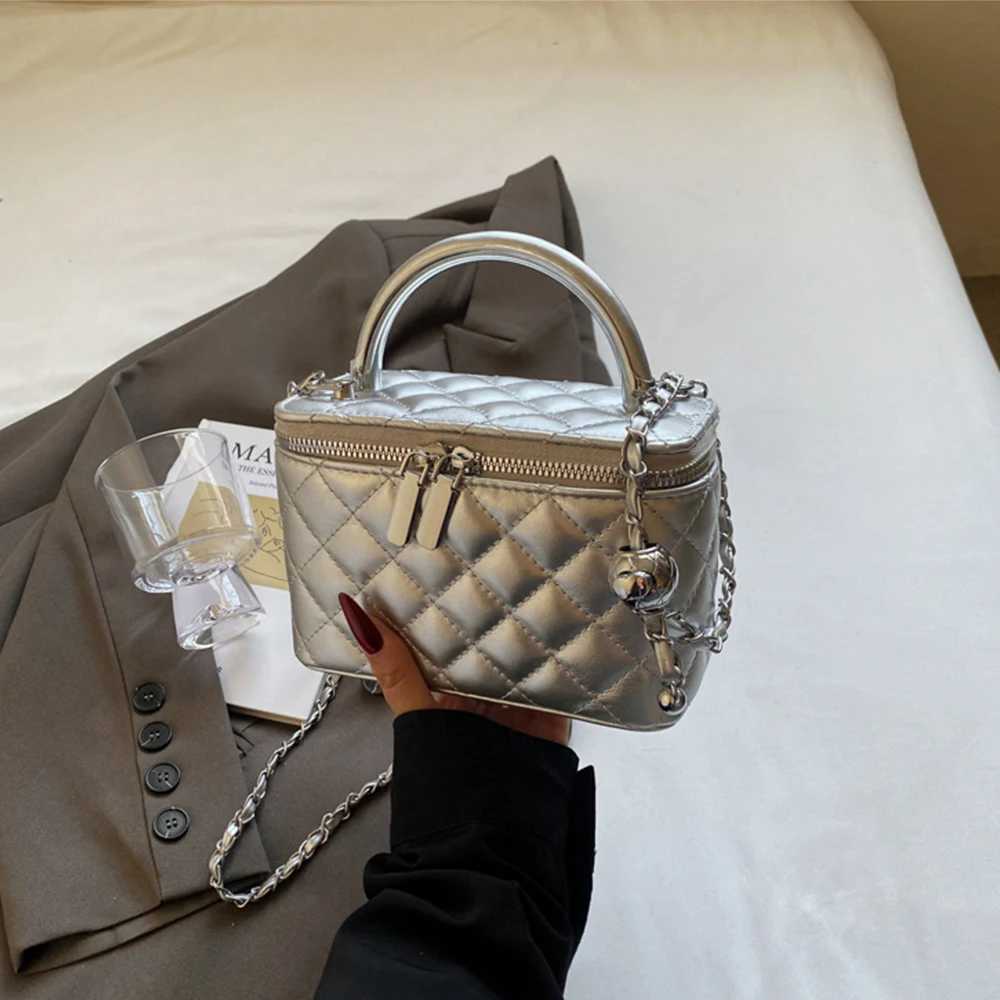 Vintage Women Pu Box Crossbody Bags Pu Leather Plaid Print Chain Shoulder Packs Large Capacity Female Daily Shopping Handbags W251029