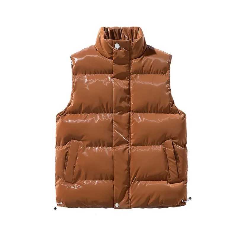 2025 Autumn and Winter Unisex Fashionable Highquality Shiny Surface Warm Casual Loose Stand Collar Versatile Comfortable Vest W251029