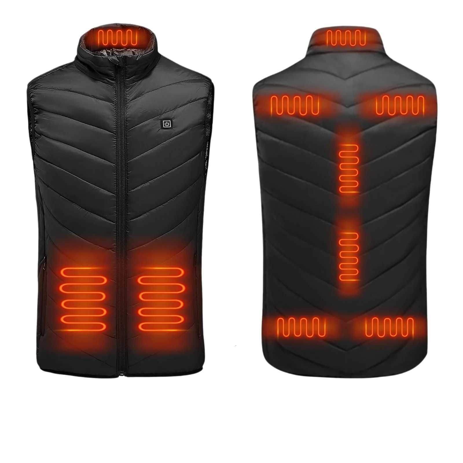Men USB Infrared Heating Areas Vest Jacket Men Winter Electric Heated Vest Waistcoat For Sports Hiking Oversized M5XL W251029