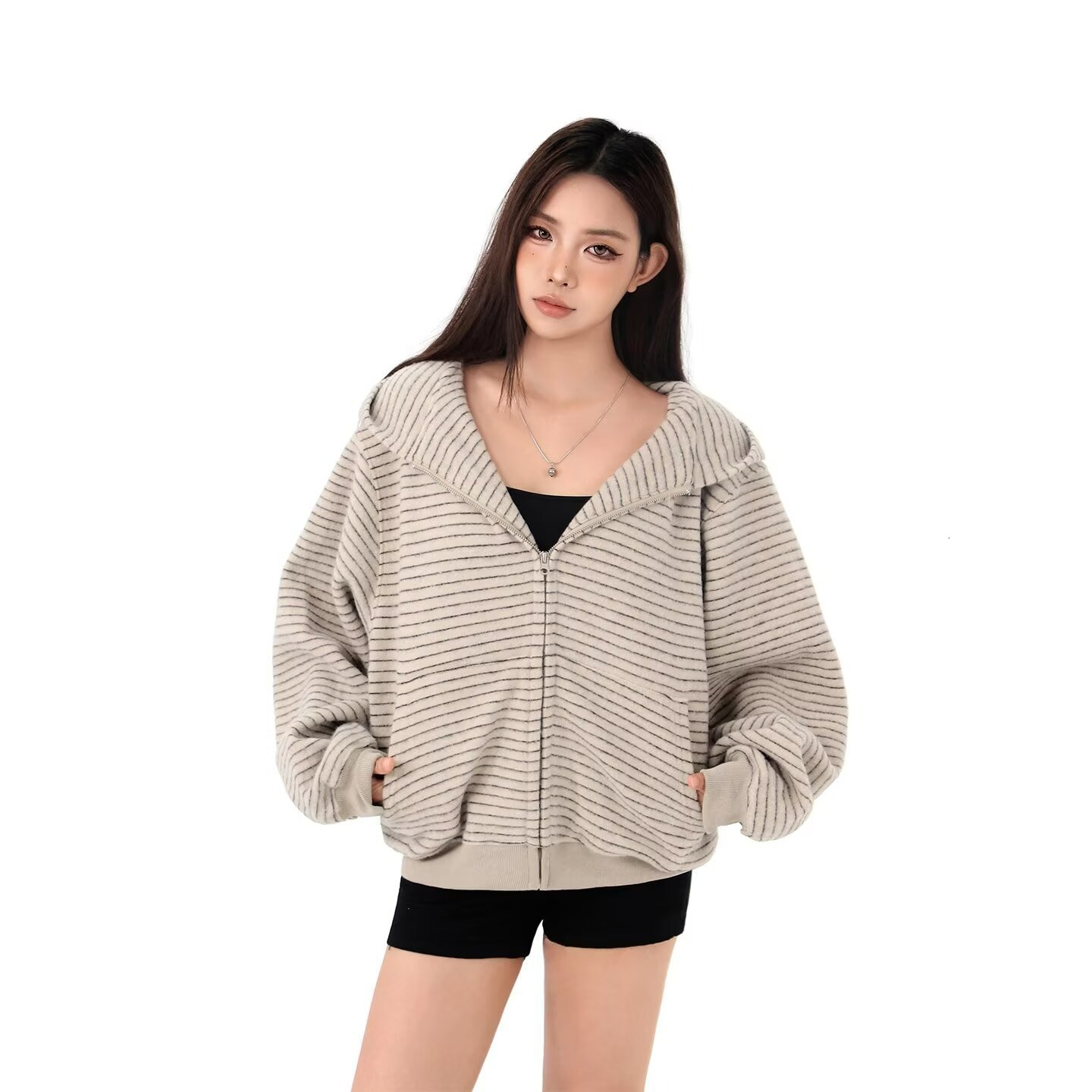 New casual high-quality striped sportswear with Ins minimalist and elegant design, fashionable and versatile, Harajuku Art
