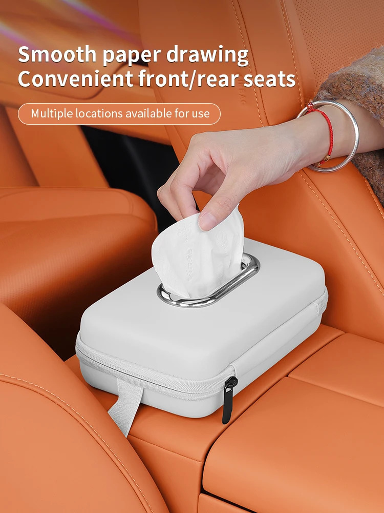 Car mounted tissue box drawer box creative car armrest box backrest hanging multifunctional sun visor fourcolor tissue bag 251029