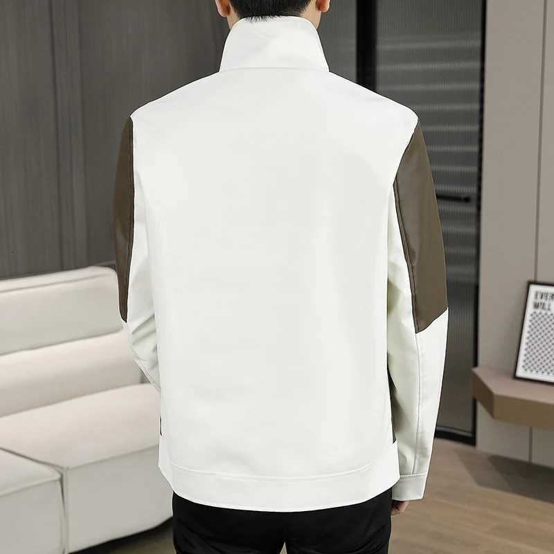 A new stylish and trendy lapel PU leather jacket for men in autumn and winter a highquality windproof and versatile jacketT251029